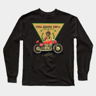 Vintage 1956 Agusta 500cc Motorcycle Winner Isle of Man Manx Grand Prix by MotorManiac Long Sleeve T-Shirt